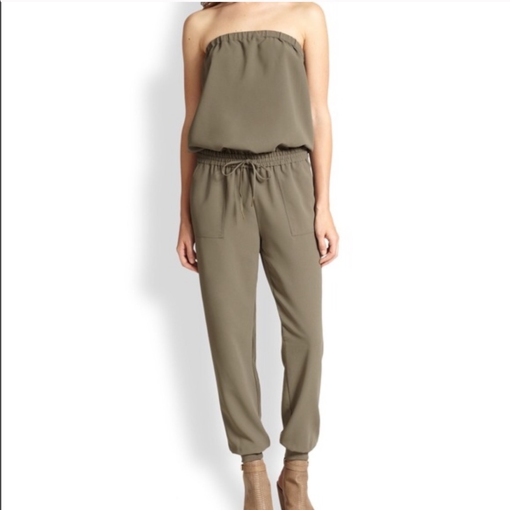 Joie Olive Green Strapless Jumpsuit